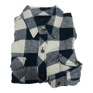 Jordan Craig Navy Blue & Gray Long Sleeve Plaid Button Flannel Mens Size Large L